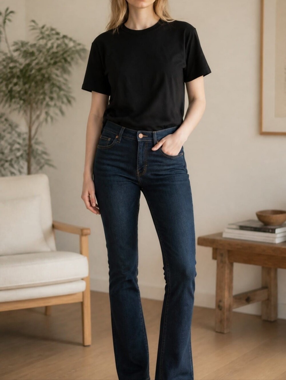 Classic High-Rise Dark Blue Women's Jeans